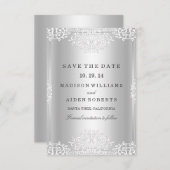 Zilveren  Glamor Wedding sparen de Datum Save The Date (Voorkant / Achterkant)