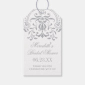 Zilveren  Glamour Bruiloft Vrijgezellenfeest Cadeaulabel (Voorkant)