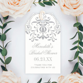 Zilveren Glamour Bruiloft Vrijgezellenfeest Cadeaulabel