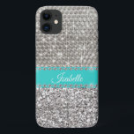 Zilveren Glamour Glamour Persoonlijke Metaal Case-Mate iPhone Case<br><div class="desc">Alle glitters of diamanten in het ontwerp zijn foto's en gesimuleerd.</div>