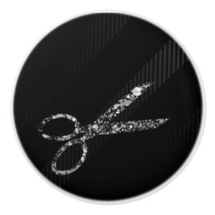 Zilveren glamour glitterschaar moderne chique salo keramische knop