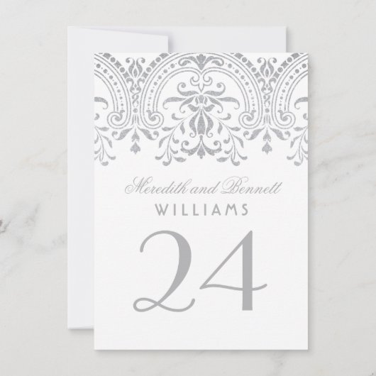 Zilveren  Glamour Trouwtafel Nummer Kaart (Achterkant)
