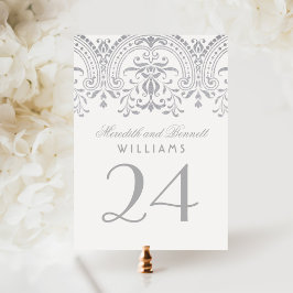 Zilveren Glamour Trouwtafel Nummer Kaart