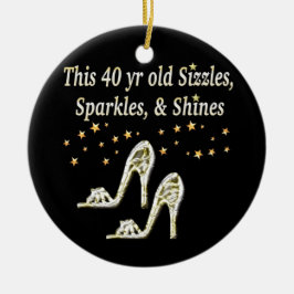 ZILVEREN GLAMOUREUS 40E VERJAARDAG ONTWERP KERAMISCH ORNAMENT