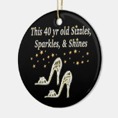 ZILVEREN GLAMOUREUS 40E VERJAARDAG ONTWERP KERAMISCH ORNAMENT (Links)