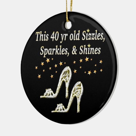 ZILVEREN GLAMOUREUS 40E VERJAARDAG ONTWERP KERAMISCH ORNAMENT (Links)