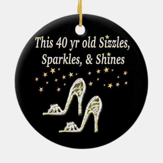ZILVEREN GLAMOUREUS 40E VERJAARDAG ONTWERP KERAMISCH ORNAMENT (Achterkant)