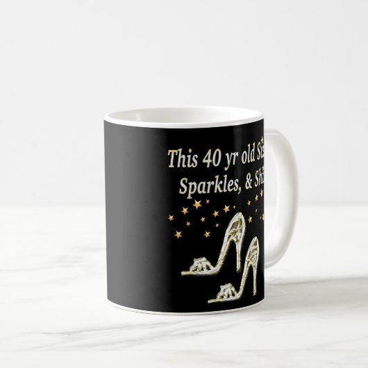 ZILVEREN GLAMOUREUS 40E VERJAARDAG ONTWERP KOFFIEMOK (Voorkant rechts)