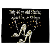 ZILVEREN GLAMOUREUS 40E VERJAARDAG ONTWERP LARGE CADEAUTASJE (Achterkant)