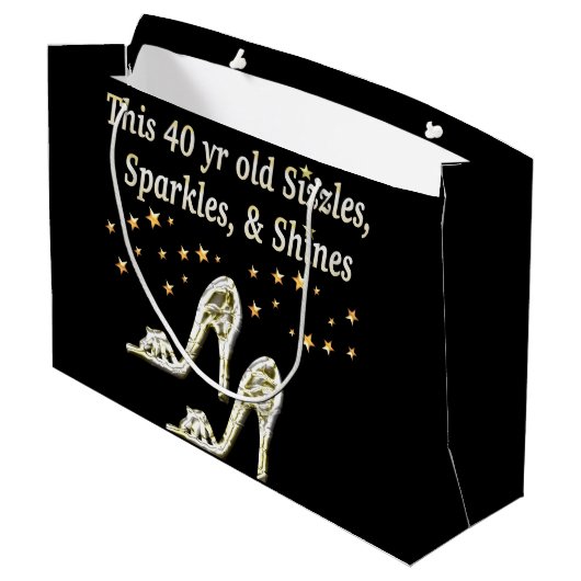 ZILVEREN GLAMOUREUS 40E VERJAARDAG ONTWERP LARGE CADEAUTASJE (Achterkant Gekanteld)