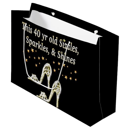 ZILVEREN GLAMOUREUS 40E VERJAARDAG ONTWERP LARGE CADEAUTASJE (Voorkant Gekanteld)