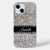 Zilveren Glans Glamour Bling Persoonlijke Metaal Case-Mate iPhone Case (Achterkant)
