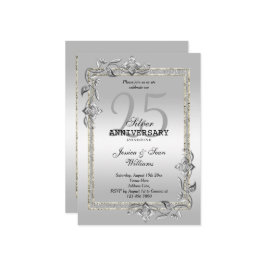 Zilveren Glans & Glitter 25-jarige bruiloft Kaart