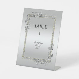 Zilveren Glans & Glitter 25e huwelijksverjaardag Reclamebord Met Voetstuk