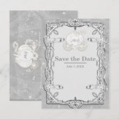 Zilveren Glans Koets Assepoester Bewaar de Datum Aankondigingskaart (Voorkant / Achterkant)