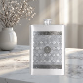 Zilveren Glans Luxe Topografie Metallic Monogram Flacon