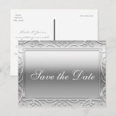 Zilveren glanzende elegante bruiloft Save Date Bri Aankondigingskaart (Voorkant / Achterkant)