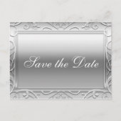 Zilveren glanzende elegante bruiloft Save Date Bri Aankondigingskaart (Voorkant)