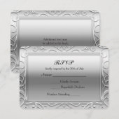 Zilveren glanzende Elegante Glamour bruiloft RSVP (Voorkant / Achterkant)