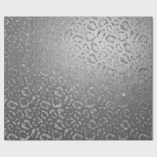 Zilveren glanzende luipaard dierlijke huid VIP Cadeaupapier (Vlak)