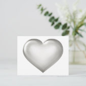 Zilveren glazen hart briefkaart (Staand voorkant)