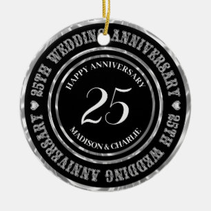 Zilveren glazige tekst en hart keramisch Ornament