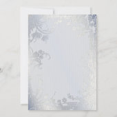 Zilveren Glimmer Bloemen Huwelijksjubileum Uitnodi Kaart (Achterkant)