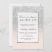 Zilveren glinster roze elegante chic Quinceañera Kaart (Voorkant)
