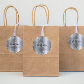 Zilveren glinsterende monogram initiaal naam ronde sticker