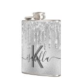 Zilveren glinsterende monogram schrift heupfles (Links)