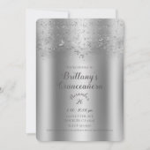 Zilveren glinsterende vlinder Quinceañera-feest Kaart (Voorkant)