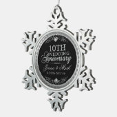 Zilveren Glitter 10e bruiloft Jubileum Ornament (Rechts)