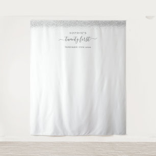 Zilveren Glitter 21e Achtergrond voor Foto's Wandt Wandkleed