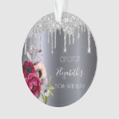 zilveren glitter, 50ste verjaardag, druppelt flora ornament (voorkant)