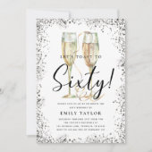 Zilveren Glitter 60ste Verjaardagsfeest Kaart (Voorkant)