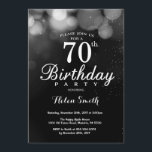 Zilveren Glitter 70e Verjaardag Uitnodiging Kaart<br><div class="desc">Silver Glitter 70th Birthday Invitation Kaart. Verjaardag voor volwassenen. Zilveren Glitter Bokeh Achtergrond. 16e 18e 21e 30e 40e 50e 60e 70e 80e 90e 100e. Elke leeftijd. Voor verdere aanpassing klikt u op de knop "Aanpassen" en gebruikt u onze ontwerptool om deze sjabloon te wijzigen.</div>