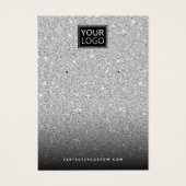 Zilveren glitter aangepaste logo-oorenkaart visitekaartje (Voorkant)