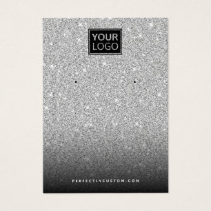 Zilveren glitter aangepaste logo-oorenkaart visitekaartje