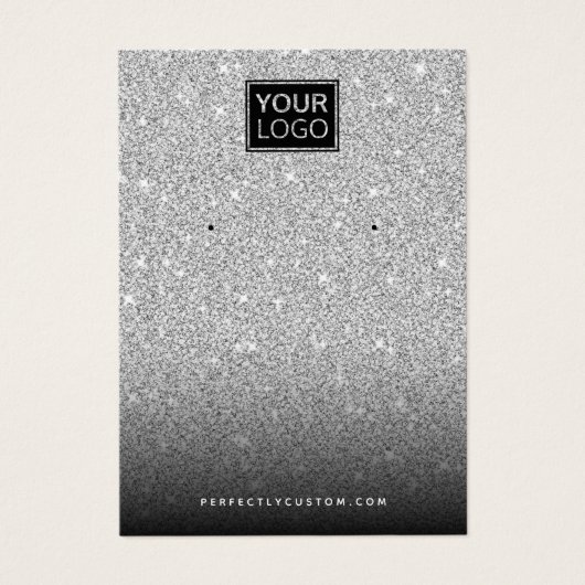 Zilveren glitter aangepaste logo-oorenkaart visitekaartje (Voorkant)
