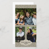 Zilveren Glitter Aanpasbare 3 Foto Kerstkaart (Voorkant / Achterkant)