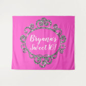 Zilveren Glitter ACHTERGROND VOOR VERJAARDAGSFEEST Wandkleed (Voorkant (horizontaal))