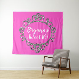 Zilveren Glitter ACHTERGROND VOOR VERJAARDAGSFEEST Wandkleed