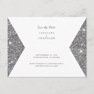 Zilveren Glitter Afbeelding Huwelijk Save the Date Briefkaart