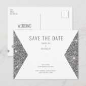 Zilveren Glitter Afbeelding Modern Save the Date Briefkaart (Voorkant / Achterkant)