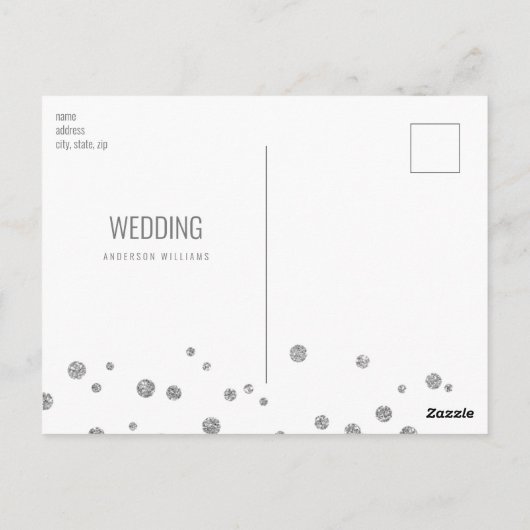 Zilveren Glitter Afbeelding Modern Save the Date Briefkaart (Achterkant)