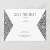 Zilveren Glitter Afbeelding Modern Save the Date Briefkaart (Voorkant)
