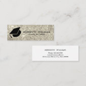 Zilveren Glitter Afstudeerhoed Afstudeerkaart Inla Mini Visitekaartje (Voorkant / Achterkant)