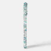 Zilveren Glitter Aqua Blue Metallic Girly Signatur Case-Mate iPhone Case (Achterkant / Rechts)