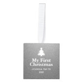 Zilveren Glitter Baby's Eerste Kerstmis Naam Foto Decoratie (Voorkant)