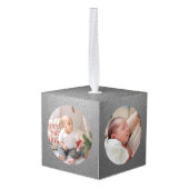 Zilveren Glitter Baby's Eerste Kerstmis Naam Foto Decoratie (Achter hoekig)